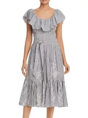 Tory Burch Eyelet Embroidered Seersucker Dress